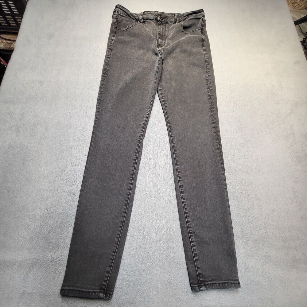 American Eagle Jeans Womens 12 Black High Rise Jegging Distressed Stretch Denim